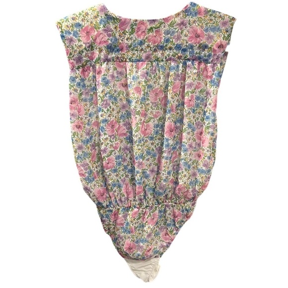 Zara Chiffon Floral Sleeveless Bodysuit - Pink/Purple/Blue/White - Picture 6 of 11